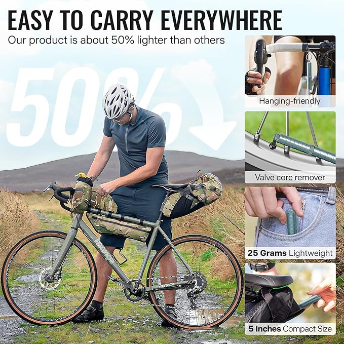 BWSHLF Tubeless Bike Tire Repair Kit for Mountain Bikes & Road Bicycles, Tubeless Tire Plug Kit with Storage Canister, Reamer, Insertion Fork, 10 Bacon Strips, Fix a Puncture or Flat, No Glue Needed