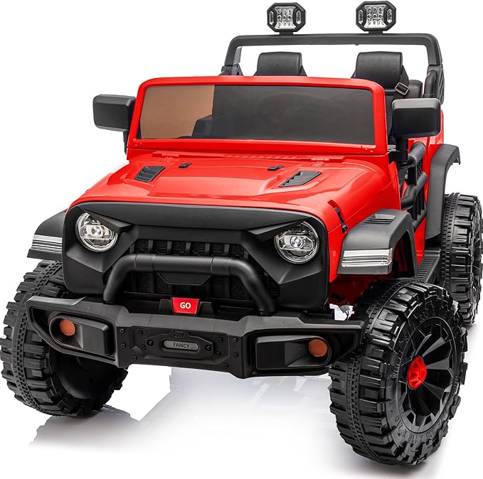 2 Seater Ride on Car Toy, 12V Electric Car for Kids 4-8 with Remote Control, Capacity 150 lb, LED Light - Red