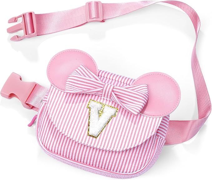 Birthday Gifts for 3 4 5 6 7 8 9 10 11 12 13 Year Old Girls | Gifts for Kids Girls Daughter | Personalized Initial Fanny Pack Belt Bag | Purse for Teen Girl | Pink V