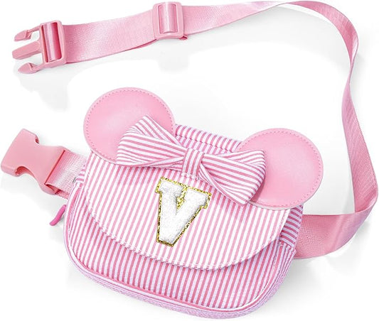 Birthday Gifts for 3 4 5 6 7 8 9 10 11 12 13 Year Old Girls | Gifts for Kids Girls Daughter | Personalized Initial Fanny Pack Belt Bag | Purse for Teen Girl | Pink V