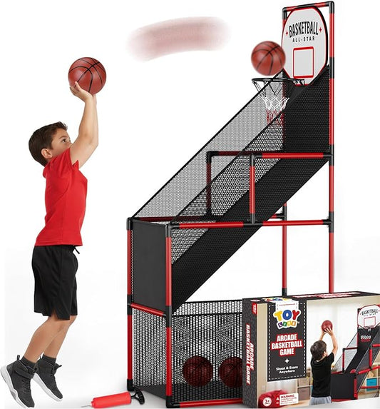TOY Life Basketball Arcade Game Indoor for Kids - Electronic Basketball Shooting Game for Boys Age 4 5 6 7 8, Portable Basketball Hoop Arcade Set with Score Counter for Boys 8-12