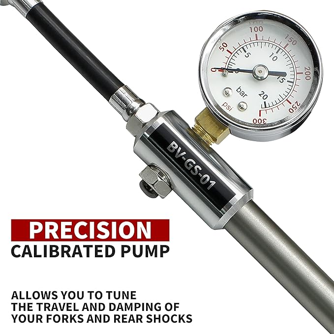 BV Mini Bike Pump Portable Frame Pump, Shock Pump for Bike Shock, Air Ball Pump Inflator with Ball Pump Needles, Mini Pump Fits Presta & Schrader- Smart Valve