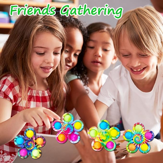 5Pcs Fidget Spinner Bulk Toys, ADHD Autism Fidgets for Teens Toddler, Sensory Pop it Fidget Toys Pack, Party Favors Gifts for Kids 8-12 3-5, Classroom Prizes for Girls Boys Students