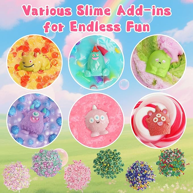 Monster Slime Kit 6×100ml, Slime Variety Pack with Different Textures, Fun Sensory Slimes Toys for Kids Adults, Slime Party Favors for Christmas Halloween Birthday Gifts