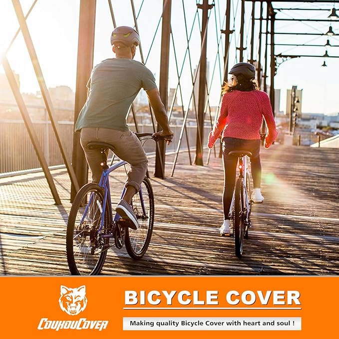 Bike Cover, Bicycle Cover Outdoor Waterproof Storage All Weather Rain Sun Windproof for Mountain Road Bike Electric Bike with Lock Holes & Reflective Strip (1 or 2 Bikes)