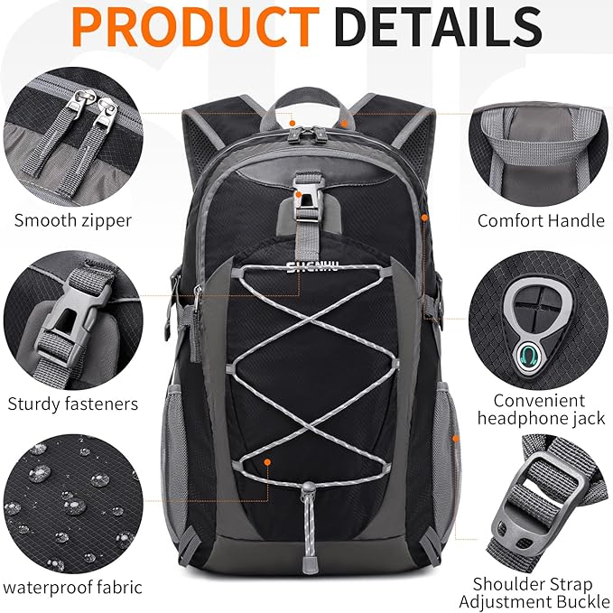 40L Hiking Backpack Lightweight Daypack Waterproof Travel Camping Backpack for Men Women Sport Packable