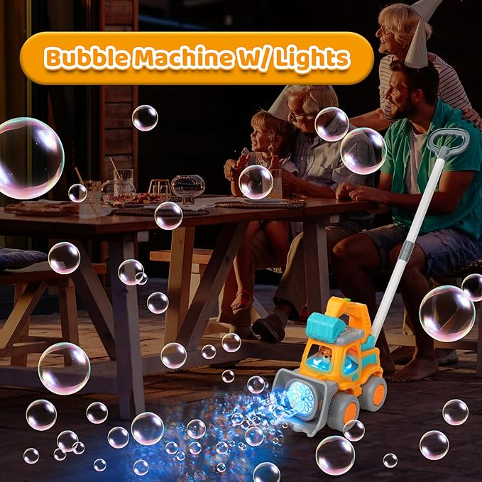 Automatic Bubble Machine for Toddlers,Construction Truck Bubble Lawn Mover W/Light,Bubble Maker Blower Toys for 3 4 5 6 Year Old Boy Girl Kids,Summer Outdoor Pool Backyard Toys for Birthday Party