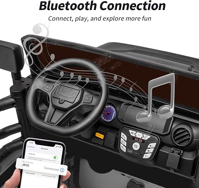 2 Seater Ride on Car Toy, 24V 4WD Electric Car for Kids 4-8 with Remote Control, 4x200W Motors, Capacity 150 lb - Black