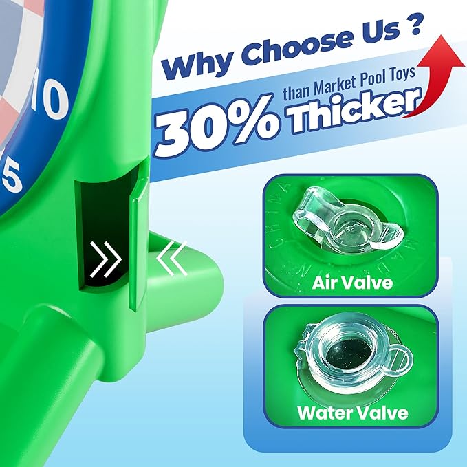 iPlay, iLearn Pool Wave Kids Fun Pool Toys, Inflatable Dart Board Water Game, Swimming Pool Floats, Beach Yard Outdoor Play, Cool Summer Party Gift for 6 7 8 9 10 12 Year Old Boy Girl Teen Adult-Green