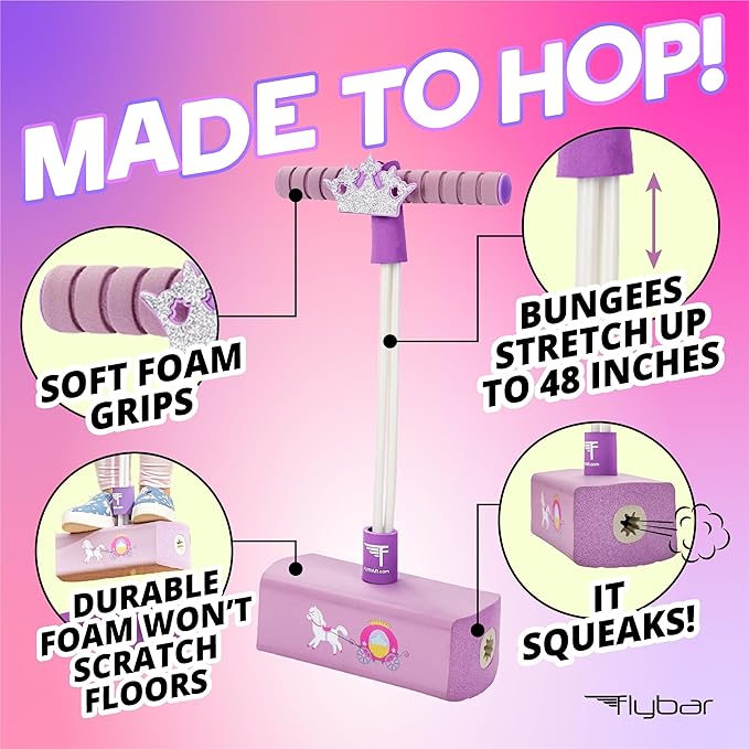 Flybar My First Foam Pogo Jumper for Kids Fun and Safe Pogo Stick for Toddlers, Durable Foam and Bungee Jumper for Ages 3 and up, Supports up to 250lbs