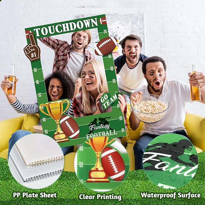 Football Photo Booth Props, Super Football Bowl Game Party Favors, Photo Frame Props for Sports Theme Party Decorations (Assembly Needed)