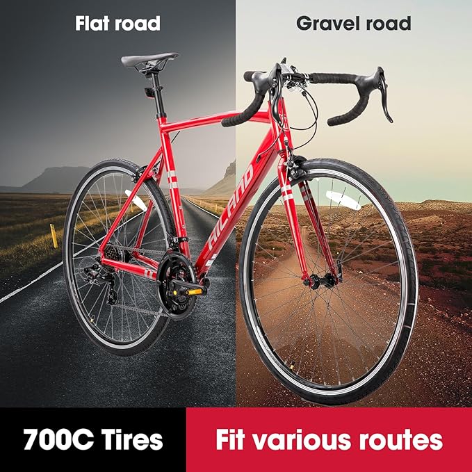 HILAND 700c Road Bike 14 Speed, Aluminum Frame Racing Bike, City Commuter Bicycle for Men Women