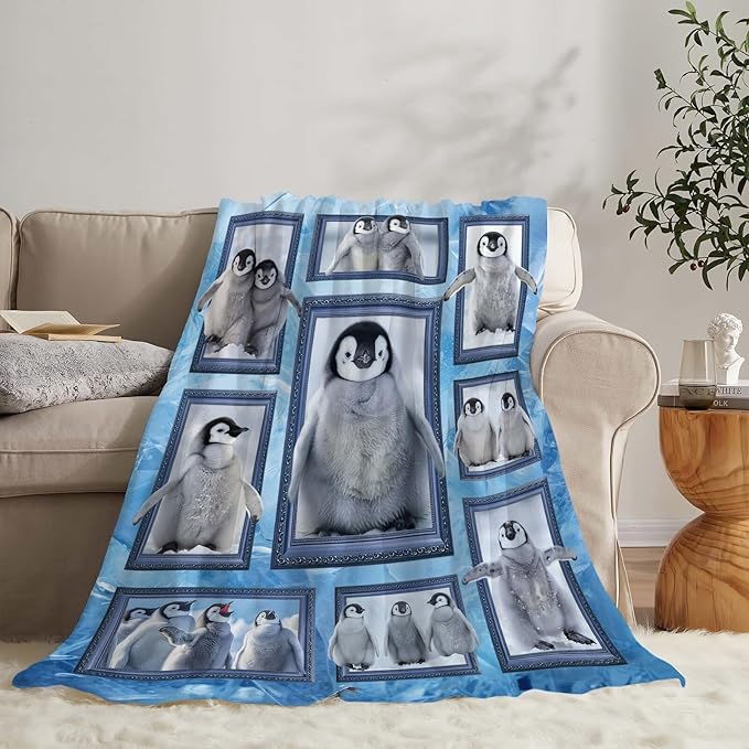Penguin Blanket Penguin Throw Blanket Gifts for Girls Women Kids Boys Adults Men Super Soft Cozy Plush Fluffy Fuzzy Fleece Blanket Home Decor 60''X80''