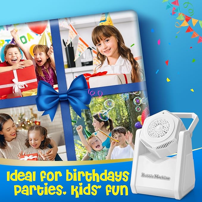 Bubble Machine for Kids, Automatic Bubbles Blower Maker Outdoor Outside Toys for Toddlers Age, Toys for 3 4 5 6 7 8 Years Old Boys Girls, Gift for Party Wedding Birthday