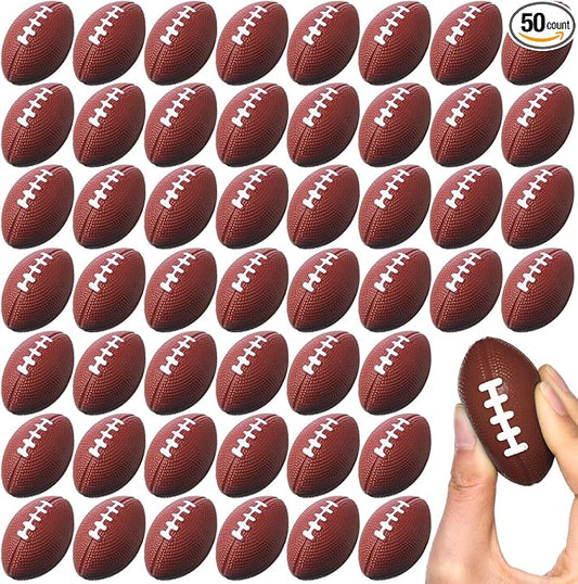 Blulu 50 Pack Mini Football Bulk 2.17" Foam Football Party Favor Sports Stress Ball Small Foam Ball for Back to School Homecoming Game Team Birthday Party Bag Gift Filler