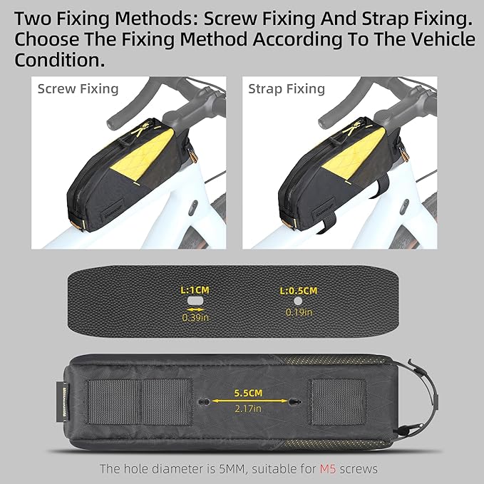 Bike Top Tube Bag Bicycle Front Frame Bag Waterproof Bike Bag 1.2L with Dual Side Mesh Pockets Perfect for MTB Road Bike Cycling Commuting and Outdoor Adventures