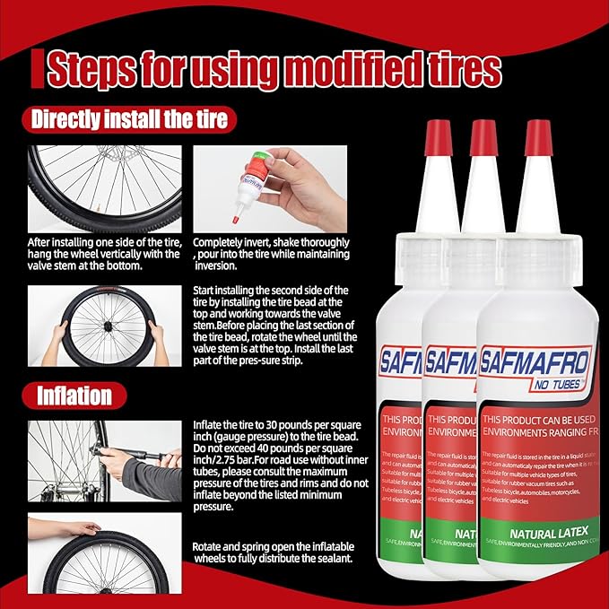 Tubeless Tire Sealant, Cycling Syringe Set - Replenisher| Long Lasting, Fast Sealing | for MTB, Road, CX and Gravel Bicycle Tires Holes Up to 6mm
