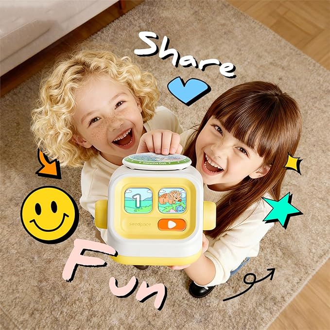 Interactive Story Machine for Kids: Screen-Free Player with 3 Story Books, 120 Stories, 600 Minutes, Bluetooth Speaker, Robot Pet, Educational Toy, Learning, Toddlers Gift