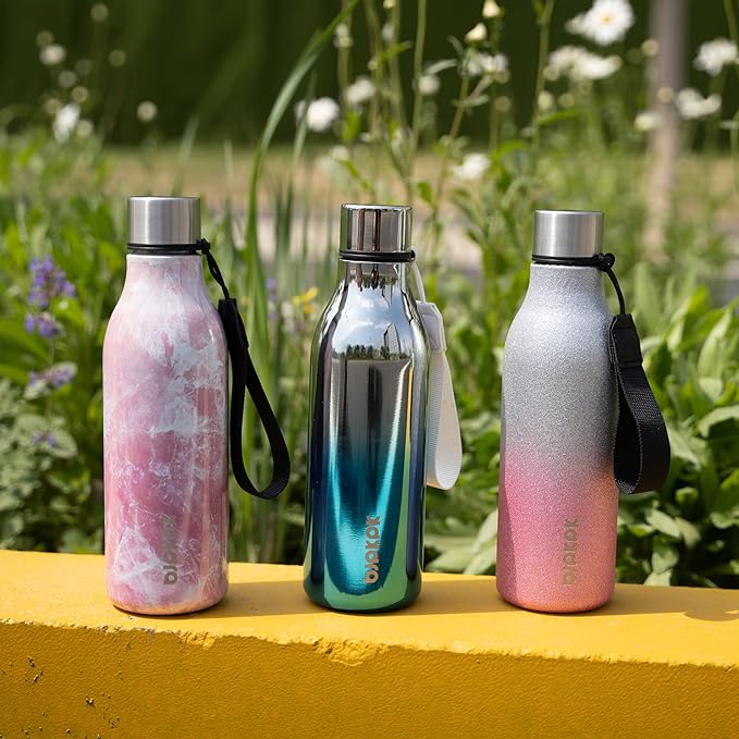 BJPKPK Insulated Water Bottles, 18 oz Stainless Steel Metal Water Bottle with Strap, BPA Free Leak Proof Thermos, Mugs, Flasks, Reusable Water Bottle for Sports & Travel, Wonderland