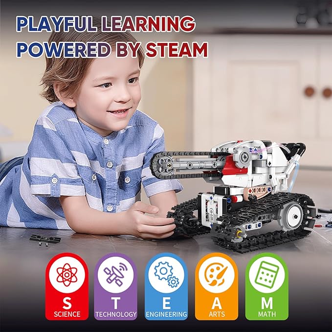 5 in 1 STEM RC Robot Building Kit for Boys, APP & Remote Control Erector Set RC Toys for Kids Blocks 419 Pcs, DIY Build Science Educational Gift for Age 6 7 8 9 10 11 12+ Boys & Girls