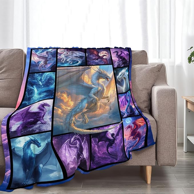 Dragon Blanket Dragons Lover Throw Blankets Gifts for Girls Boys Kids Dragon Lover Soft Cozy Fleece Plush for Couch Sofa Bed 60"x50"