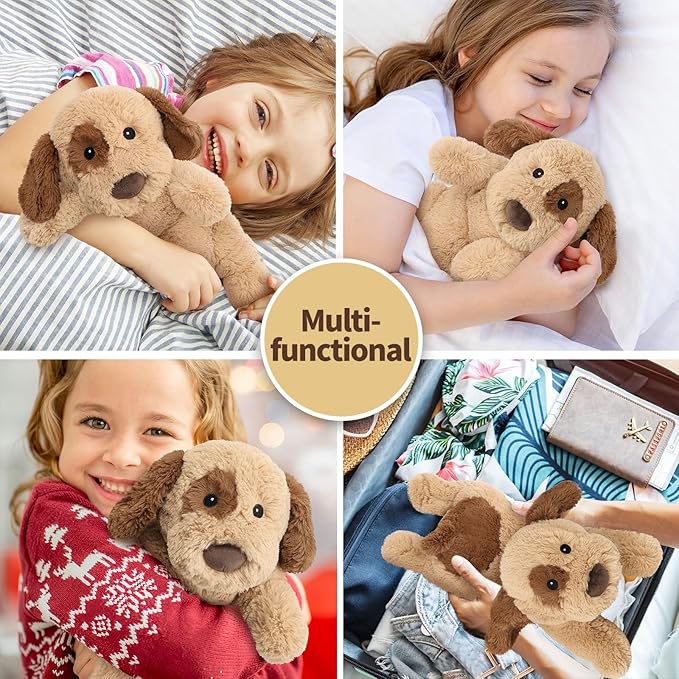 Dog Stuffed Animals, Microwavable Stuffed Animal Adorable Fluffy Puppy Plush for Warmth Comfort, Heatable Coolable Lavender Scent Dog Plush Toy, Cute Soft Puppy Plushies for Kids Boys Girls Adult Gift