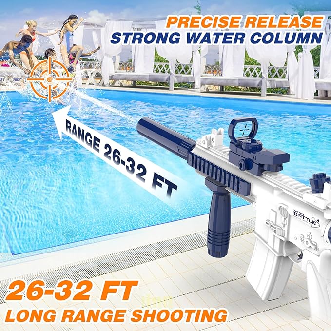 JONEG Electric Water Blaster for Kids Adults - Automatic, Extended-Range, Universal Inlet, Summer Outdoor Beach Swimming Pool Party Toys, Gift for Kids Age 8 9 10 11 12 Years Old Boys