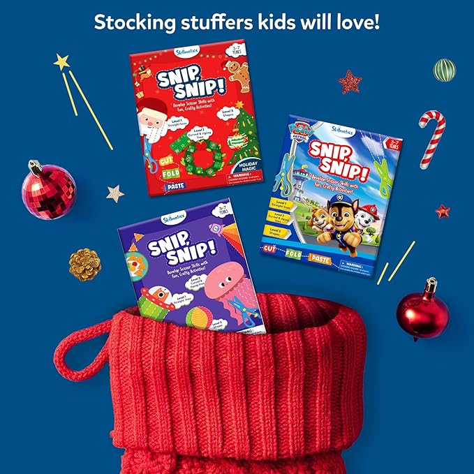 Skillmatics Scissor Skills Activity Book - Snip Snip PAW Patrol, Stocking Stuffers, Preschool Cutting & Creative Activities, Felt Craft Kit, Fine Motor Skills, Christmas Gifts for Ages 3, 4, 5, 6, 7