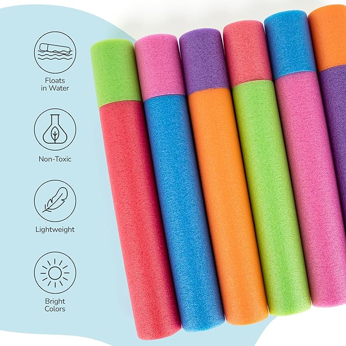 ArtCreativity Foam Water Guns for Kids - 6 Pack - Long Range Swimming Pool Noodle Water Squirter - Fun Water Blaster Fighting Game Toys - Summer Beach Party Outdoor Supplies