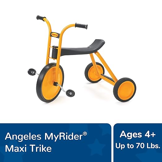 MYRIDER Toddler Trike, Kids Tricycle for Preschool, Daycare, Playground Kids Tricycles, Rubber Tires, Yellow/Black, 14.5" Maxi