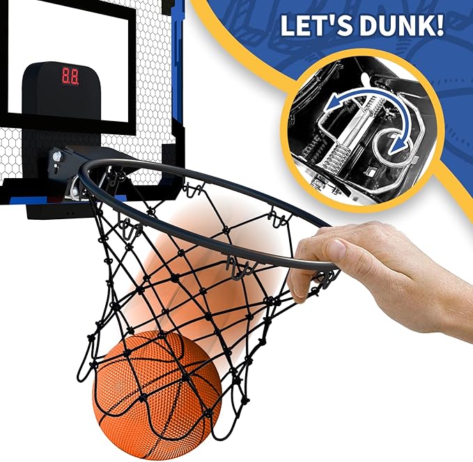 QDRAGON Indoor Basketball Hoop for Kids, Over The Door Basketball Hoops, Mini Hoop with Scoreboard & 3 Balls, Basketball Toys Gifts for 5 6 7 8 9 10 11 12 Year Old Boys Girls Teens