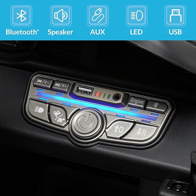 Kidzone Ride On Car for Kids, 12V Licensed Maserati GT2 Electric Battery Powered Sports Car Toy w/Remote Control & Manual Drive, LED Lights, Bluetooth & USB & AUX Port (Black)