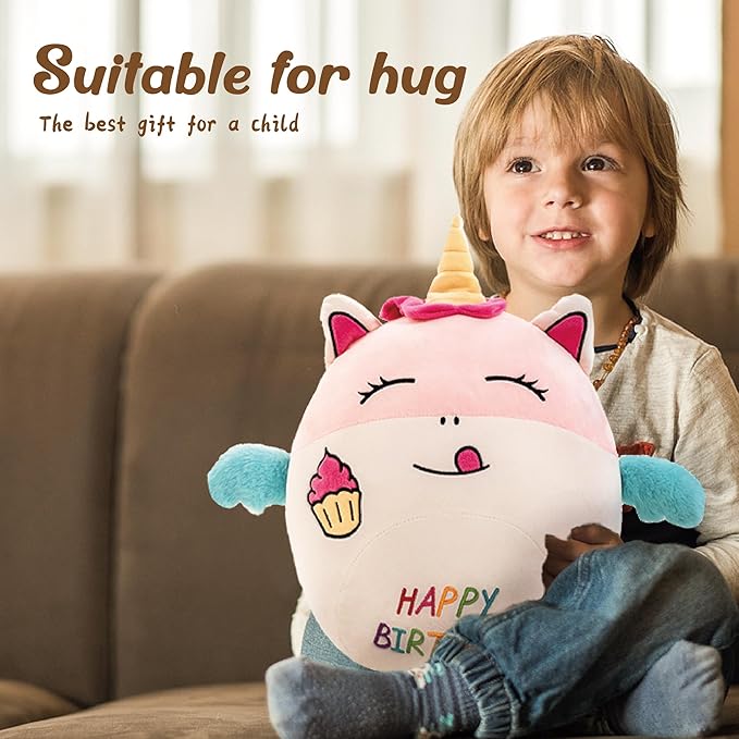 17" Birthday Unicorn Plush Pillow Cute Soft Unicorn Stuffed Animal Pillow Happy Birthday Gifts for Kids Girls and Boys