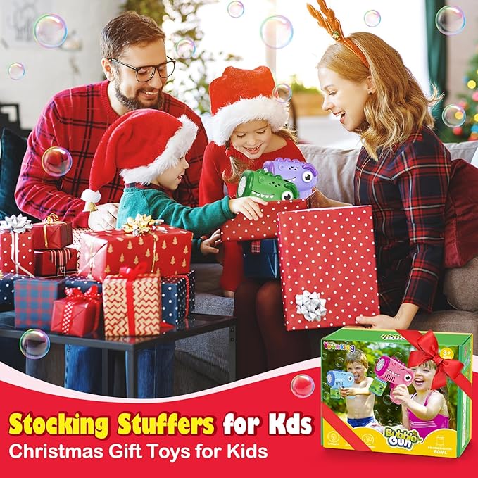 Toys for Ages 3-8 Boys Girls: Yunaking 2 Pack Bubble Machine Gun for Kids Rechargeable with Bubble Solutions, Kids Toys Gifts for 3 4 5 6 7 8 Years Old Boy Girl Birthday Toy for Kid Toddlers Ages 4-6