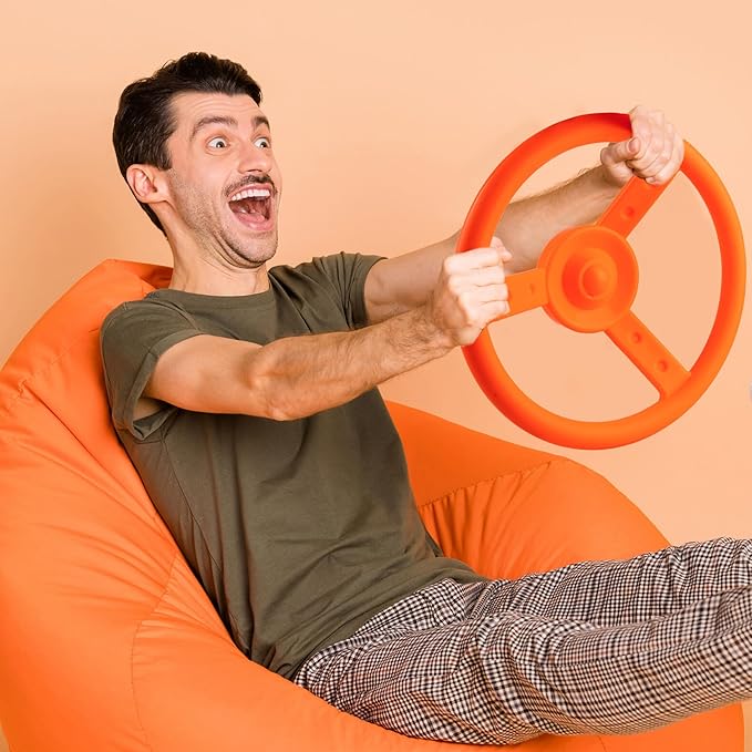 Playground Steering Wheel Accessories Plastic Swingset Steering Wheel Pirate Ship Steering Wheel Playset for Outdoor Backyard Treehouse Playground Jungle Gym (1, Orange)