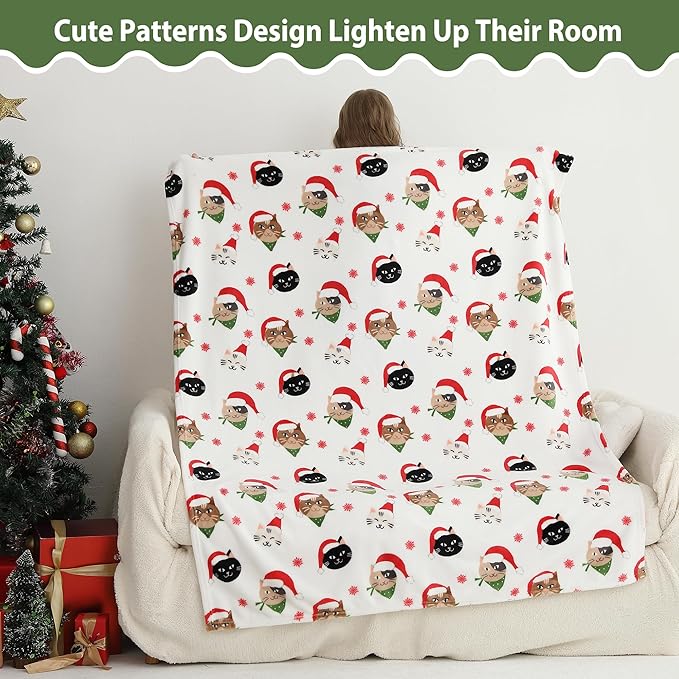 Softan Kids Throw Blanket for Girls & Boys, Warm Soft Toddler Fleece Blankets for Sofa Couch Bed， Cozy Fuzzy Plush Flannel Kids Throw Blanket for Daycare & School - Cat 50x60 inches