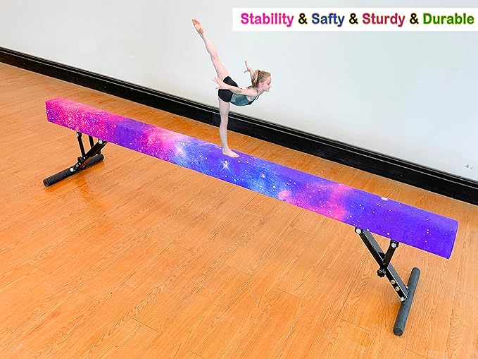 Adjustable Balance Beam 8 ft Gymnastic Beam Adjustable Height for Kids and Teenage of All Gymnastic Levels, Gymnastic Training Beam Gymnastic Equipment for Athlete Home and Gym Club Use