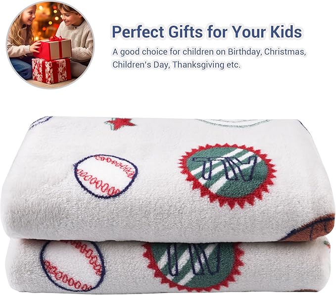 Viviland Kids Football Print Blanket, Warm Lightweight Plush Throw for Boys, 30" x 40"