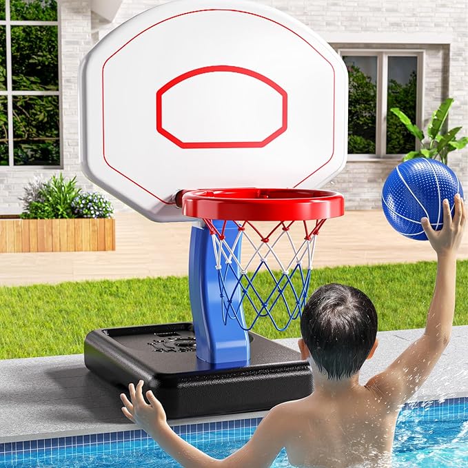 Kids Basketball Hoop for Boys Age 3 4 5 6, Adjustable Toddler Basketball Goal with 4 Balls for Indoor Outdoor Play,Poolside Basketball Hoop for Pool Basketball Toy for Boys Girls Kids Age 3-8