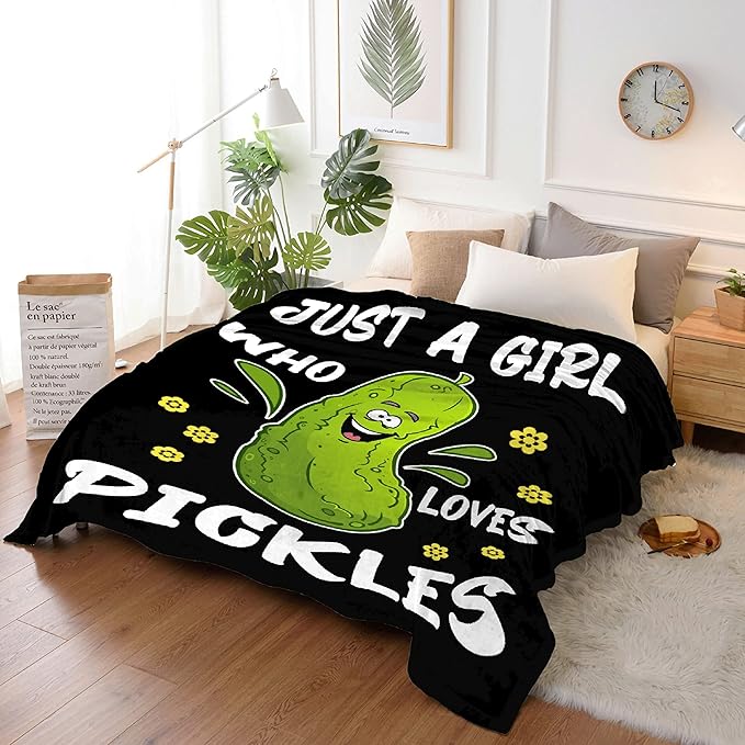 Pickle Blanket Just Girl Loves Pickles Soft Blankets and Throws Flannel Cozy Lightweight Quilt Gift Perfect for Bed Sofa Couch-50 x40 Small for Kids