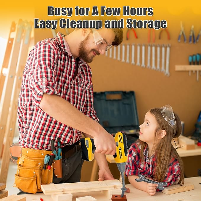 Pretend Play Kids Construction Kits, Kids Tool Set with Electronic Toy Drill & Tool Box, Toy Tools Christmas Birthday Gift for 3 4 5 6 7 8 Year Old Boys & Girls