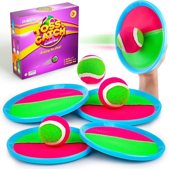 Kids Toys Toss and Catch Game Set Yard Camping Outdoor Games for Kids Ages 2-4 4-8 8-12, Outside Beach Pool Toys for 3 4 5 6 7 8 Year Old Boys Girls Birthday Gift Family Vacation Essentials