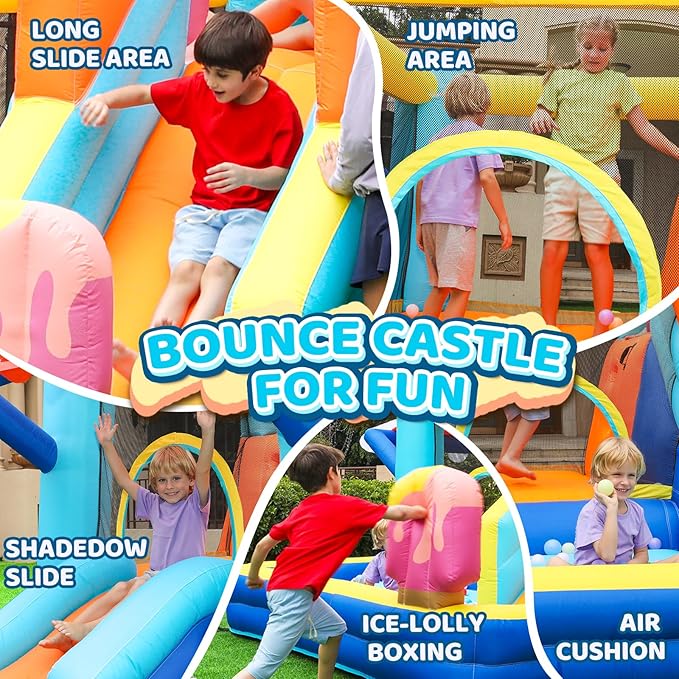 Doctor Dolphin Inflatable Bounce House for Kids Fun, Double Slide Jumping Inflatable Bouncer Blow Up Toddler Bouncy House for Kids 2-12 with Blower Use for Indoor&Outdoor