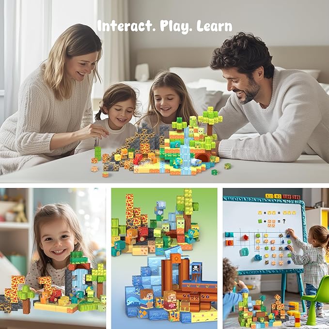 Magnetic Blocks— 120PCS Magnet Toys for Kids, Magnetic Building Blocks Cubes, Montessori Sensory Stacking Magnets, School STEM Toys Birthday Gifts for Boys and Girls Age 3+ Years Old (Dinosaur)