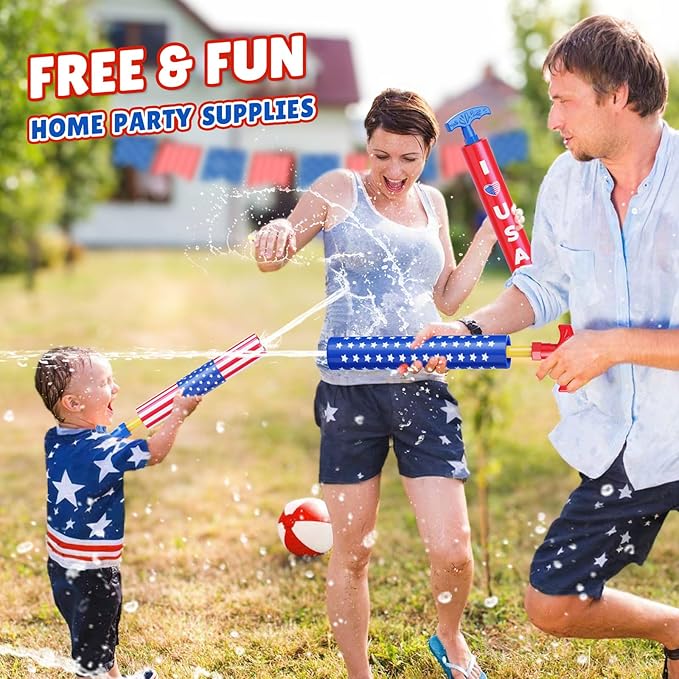 LQYoyz 4th of July Water Gun Independence Day 6 Pack Super Water Soaker Blaster Squirt Guns 40 Ft Water Shooter Swimming Pool Beach Summer Party Water Game Fighting Toys for Kids