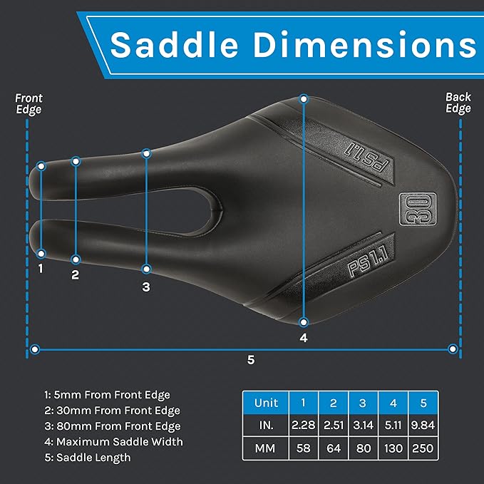 ISM PS Series No Nose Bike Saddle - Noseless Bike Seat Designed for Triathletes, Time Trial Riders, and Road Racers - Patented Split Nose Bicycle Saddle Designed for Reduced Discomfort