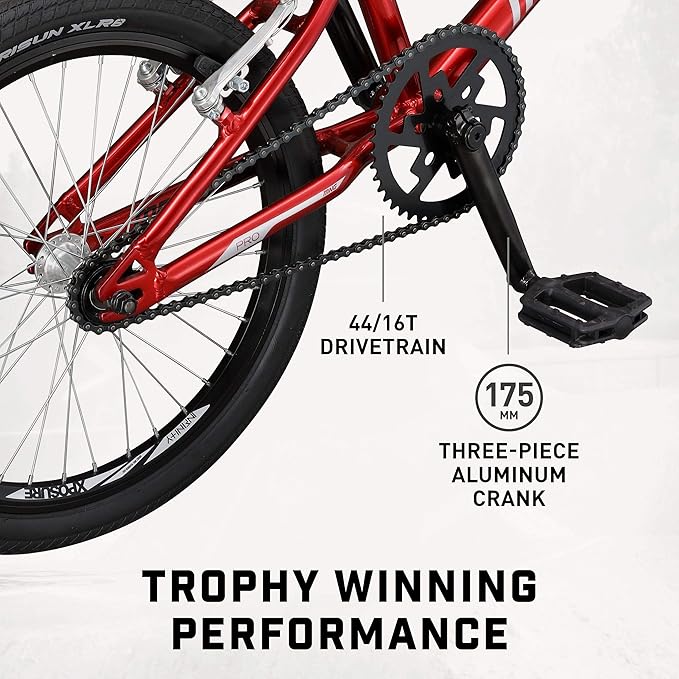 Mongoose Title Pro or Elite BMX Race Bike with 20 or 24-Inch Wheels in Red, Orange, or Black, Beginner or Returning Riders, Featuring Lightweight Tectonic T1 Aluminum Frame and Internal Cable Routing