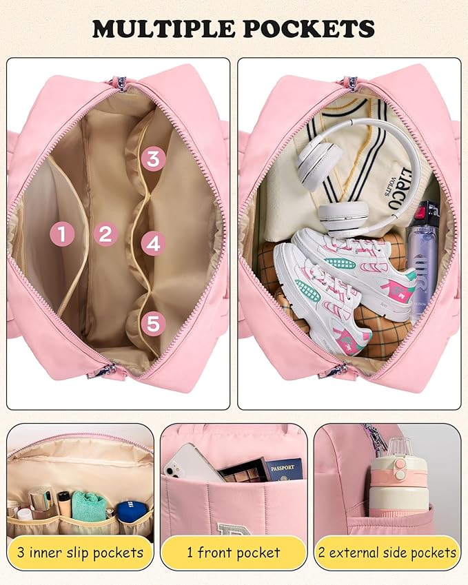 Birthday Gifts for Women Duffle Bag-Tween Girls Trendy Stuff, Weekender Bags for Women，Initial Overnight Bag with Wet Pocket，Lightweight Travel Bags Personalized Gym Tote with Makeup Pouch