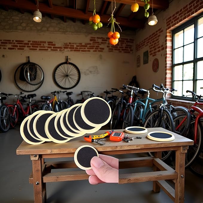 24Pcs Black Bike Tire Patch Kit,Glueless Bike Repair Patch, Round Bike Tube Patches, Bikes Tire Repair Kit,Bike Inner Tube Repair Kit, Bike Patch Kit for Road and Mountain, Cycling,Tires and Tubes