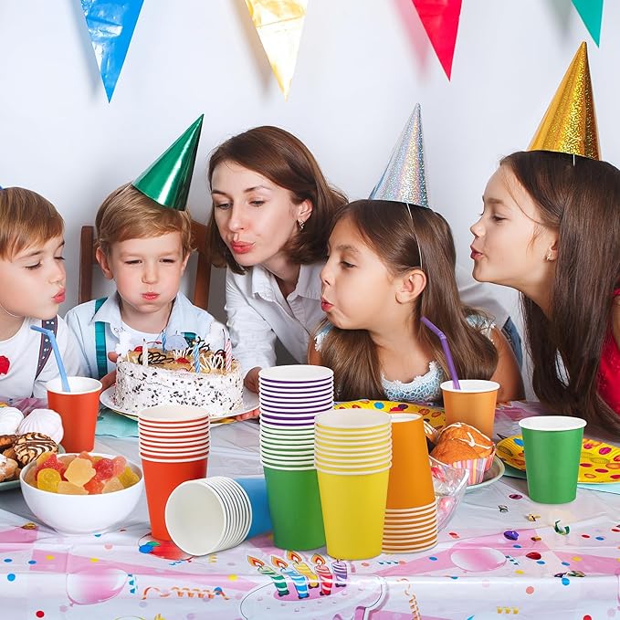 72 Pieces Rainbow Paper Cups 9 Oz Disposable Coffee Paper Cups Multicolor Party Cup Beverage Drinking Cup for Wedding, Birthday, Holiday Party, DIY, and Picnic